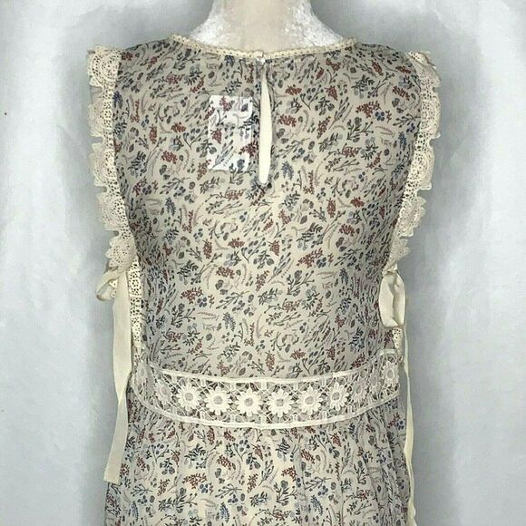 Dress Forum Sheath Dress Floral Sheer Crochet Lace Tie Ribbons Key Hole Back - Picture 7 of 8